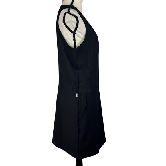 Spyder Medium 1/4 Zip Crepe Dress Lightweight Stretch Sleeveless Pockets Black - Picture 3 of 12